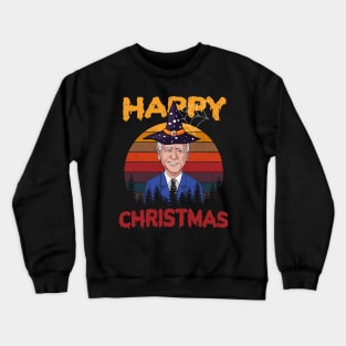 Vintage Joe Biden Funny Halloween Happy Christmas Witch Hat Crewneck Sweatshirt